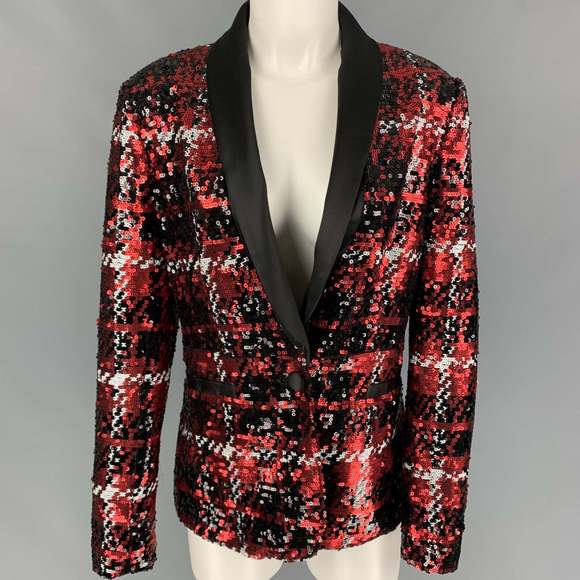 L'AGENCE Jackets & Blazers - L'AGENCE Black Red Polyester Sequined Jacket